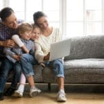 happy family with computer