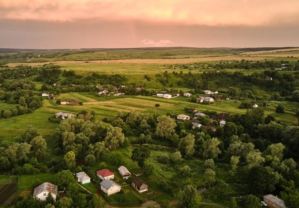 Aerial view of rural residential