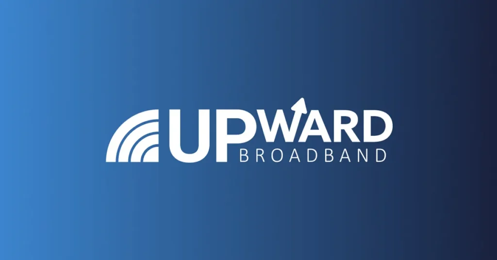 Upward Broadband logo on a blue gradient background